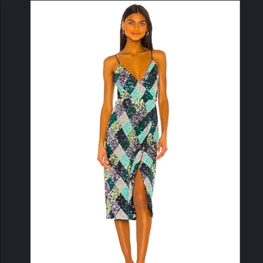 COPY - Revolve Song of Style Echo MIDI Dress in Argyle Multi